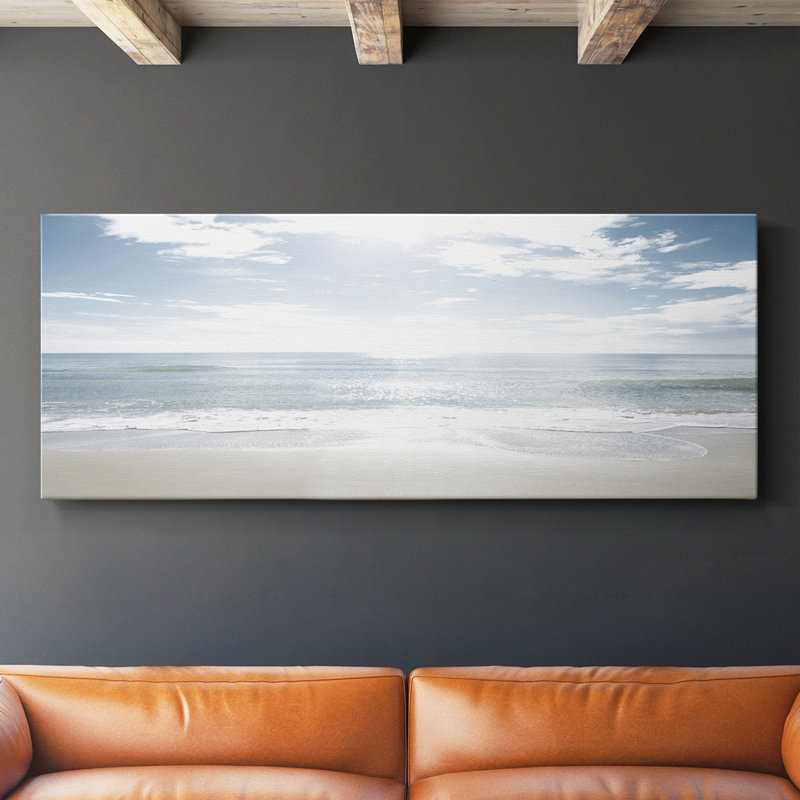 Plage de sable - toile tendue avec châssis - prête à être accrochée, H 16 po x l 40 po