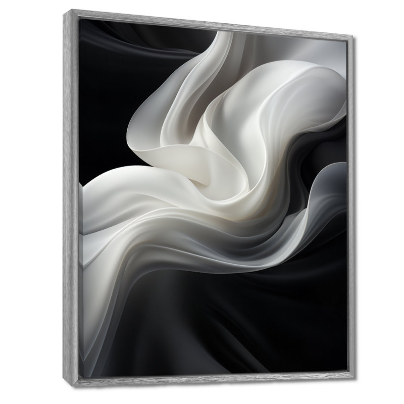 «White Black Abstract Turbulence - Wind Turbines», art sur toile, H 44 po x l 34 po x P 1,5 po, Encadrement argenté