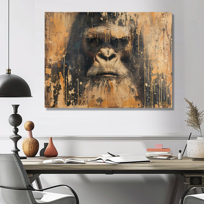 Noir et brun antique Bigfoot - Bigfoot Wall Art Living Room