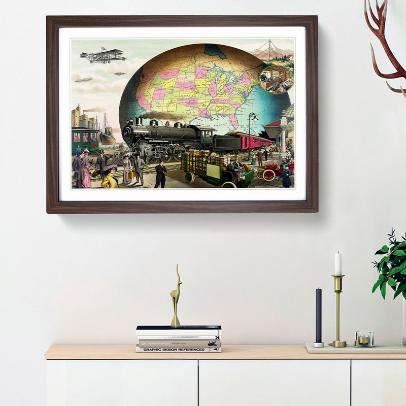 20th Century Transportation - Picture Frame Painting Print, Walnut Framed, 48cm H x 65cm W x 2cm D