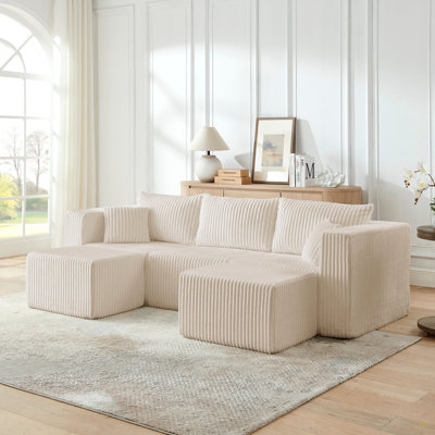 Canapé modulaire compact en velours côtelé compact avec un style minimaliste moderne, canapé modulaire à compression confortable avec un design efficace et peu encombrant