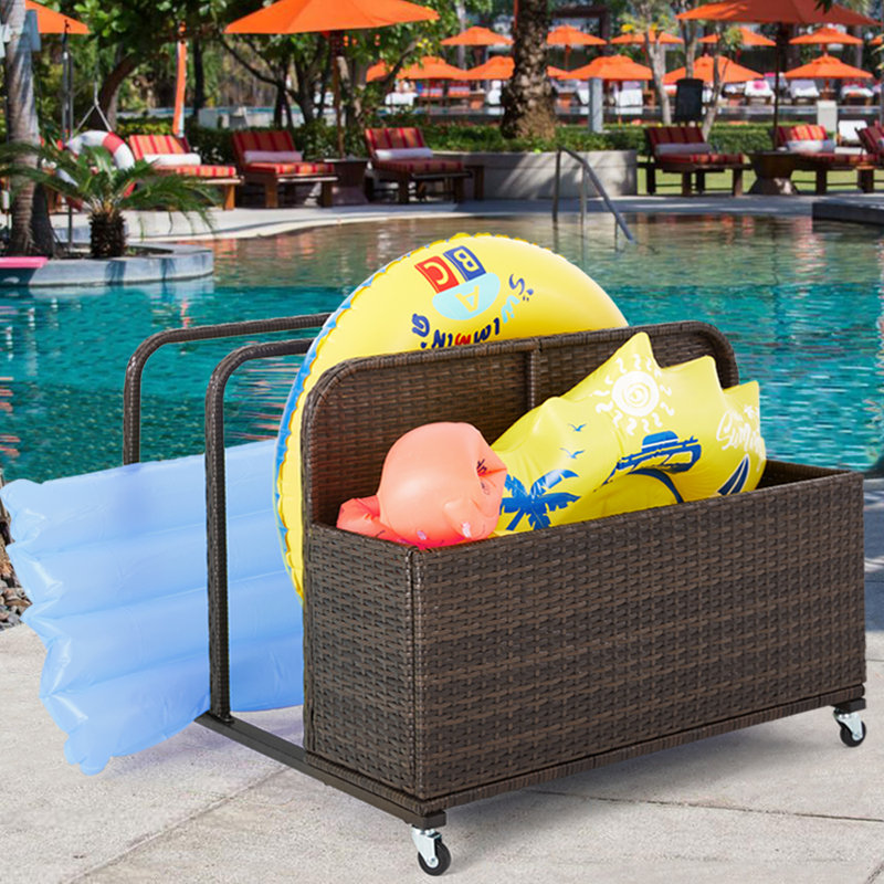Organisateur de rangement flottant au bord de la piscine, support de flotteur extérieur en osier pour support à flotteur pour panier à panier