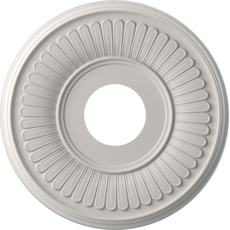 Médaillon de plafond Berkshire en PVC thermoformé, Blanc fleur satiné UltraCover, H 13 po x l 13 po x P 0,75 po