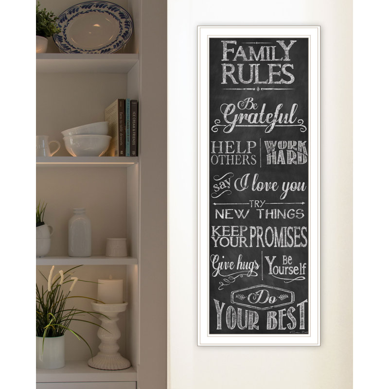 «Family Rules» par Susan Ball - Reproduction d'art textuel sur papier encadré