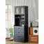Armoire garde-manger noire mince et haute avec portes en rotin