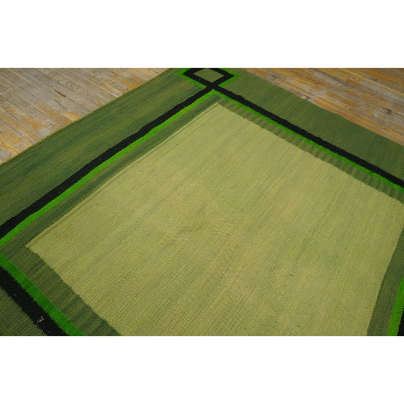 Antique Art Deco - European French Geometric Flat Weave Rug