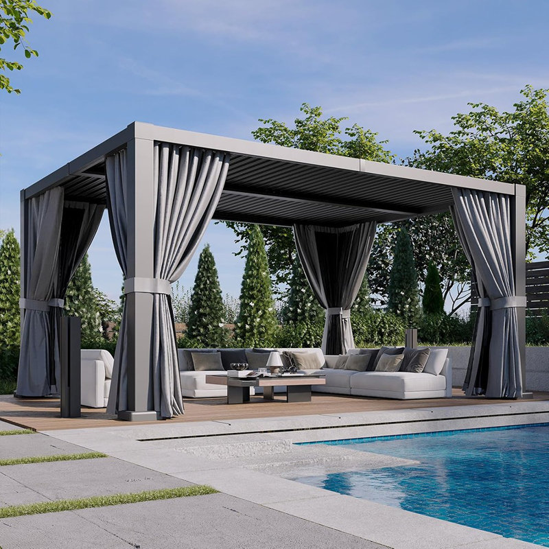 Pergola 12' X 16' Outdoor Aluminum Pergola Adjust...