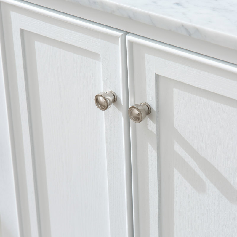 Angelissa 24" Single Bathroom Vanity Set, Grain White/Brushed nickel, Carrara White Engineered Stone