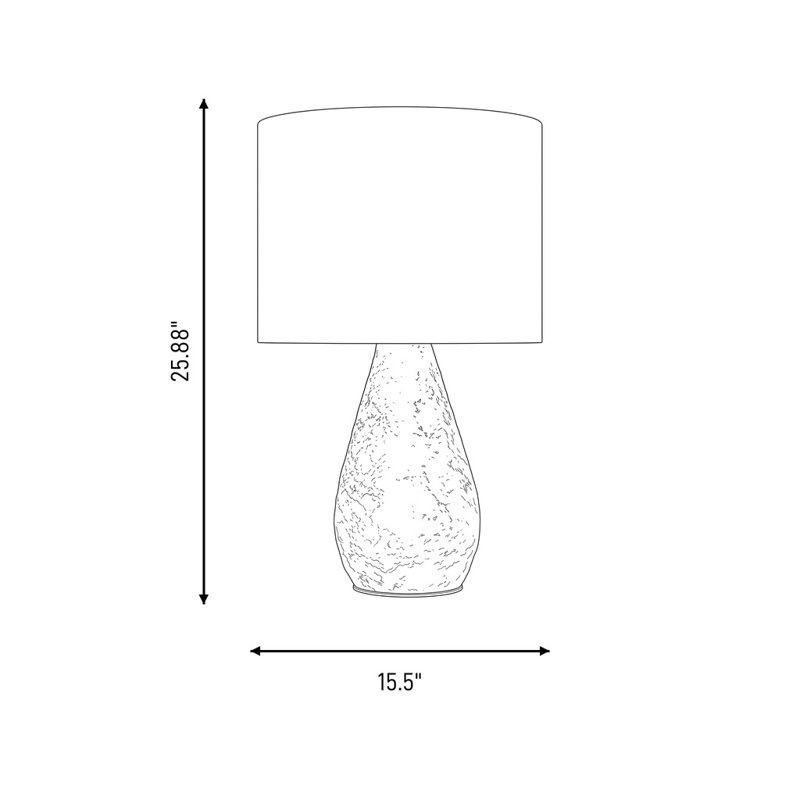 Ellen Degeneres Breccia 1 Light Bedroom Home Office Living Room Lamp In Cream Wash Finish With White Linen Shade, Black