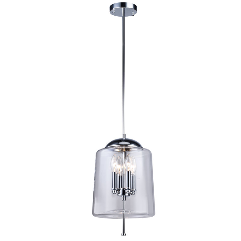 Mclaren 4-Light Chrome Pendant With A Clear Glass Shade