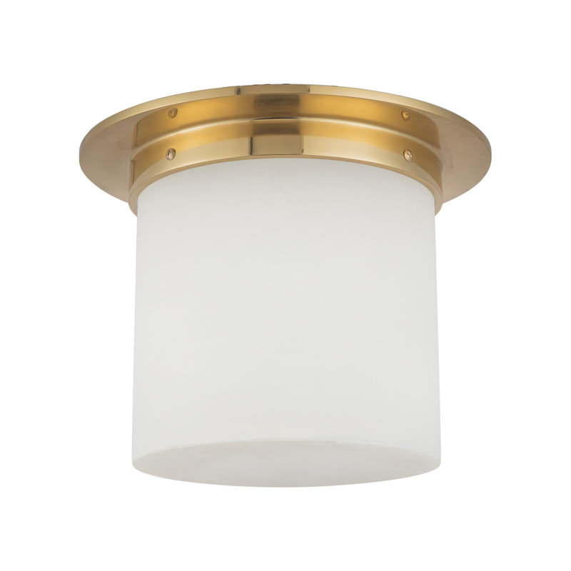 Mineral 11-in Brass Flush Mount, Alabaster, Brass