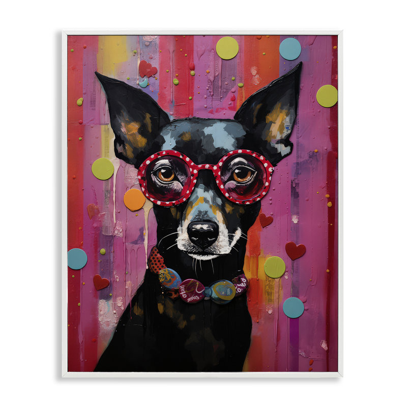 Dobermann, chien avec lunettes, estampe numérique par LSR Design Studio be-576, Estampe numérique encadrée blanc bord de mer