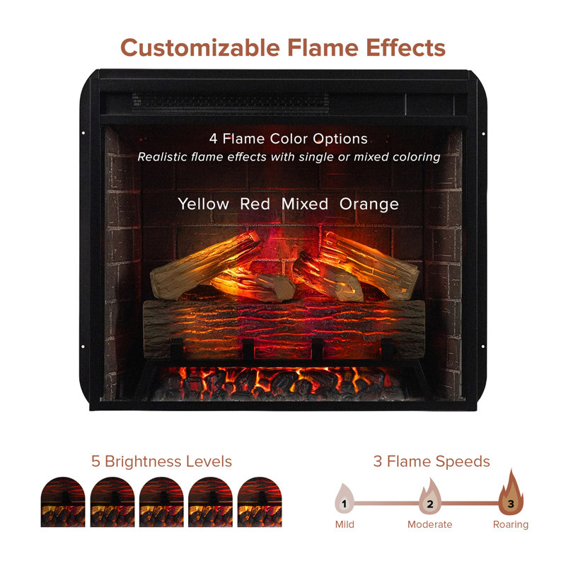 Electric Smart Fireplace with Heat, 23-Inch