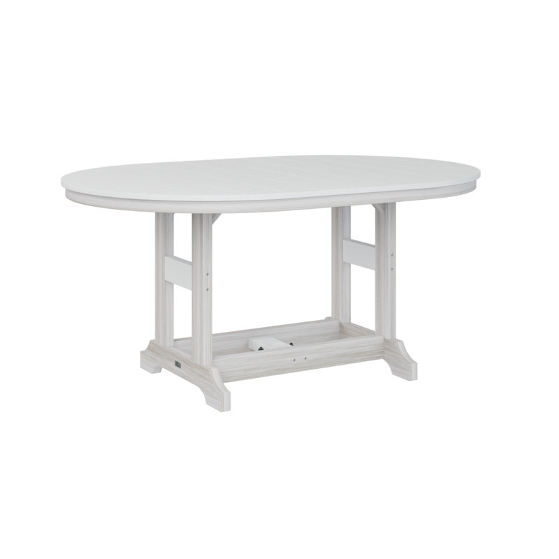 Garden Classic Outdoor Oval Bar Table, Seashell, White, 39.5" H x 44" W x 64" D