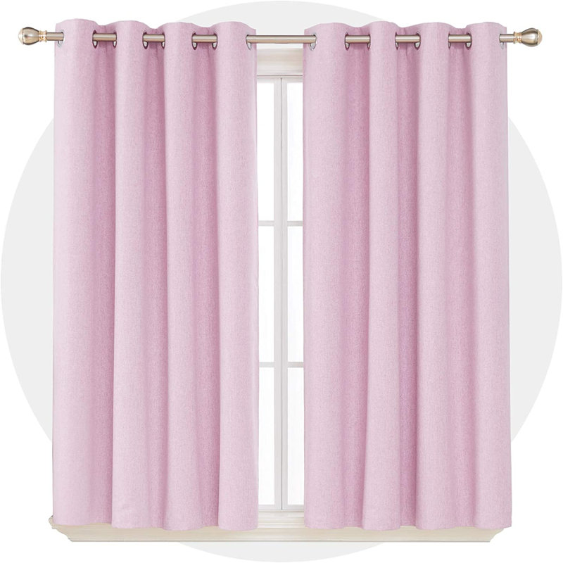 Blackout French Door Curtain Pair, 117 W x 138 D cm, Pink