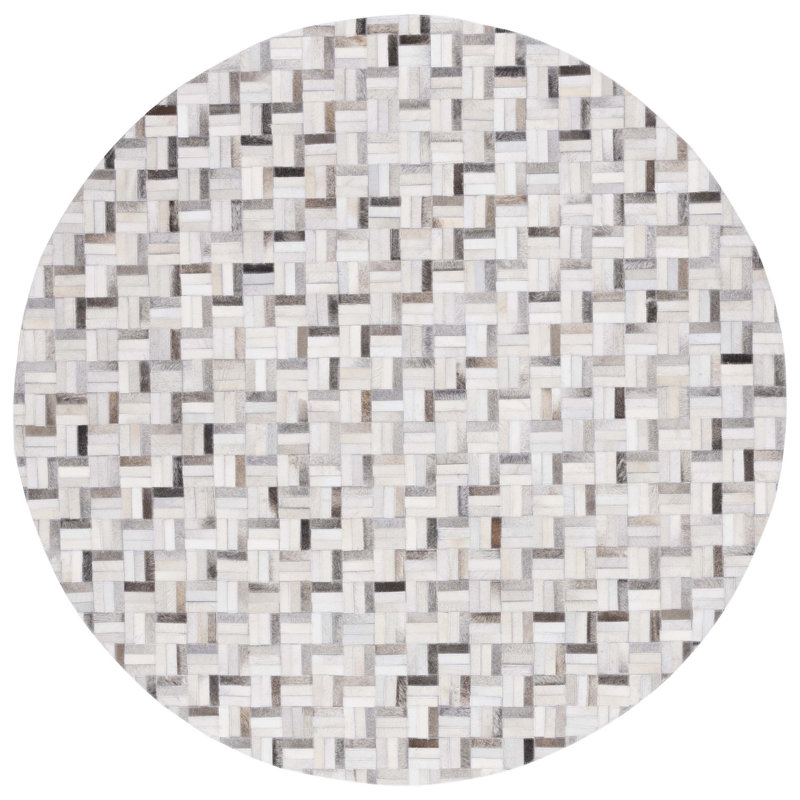 Tapis à chevrons en cuir Studio, Rond 6 pi