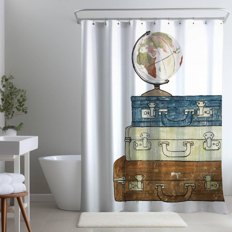 Shower Curtain TV13 – Polyester Shower Curtain, Dye Sublimation Print, 71" W × 74" L