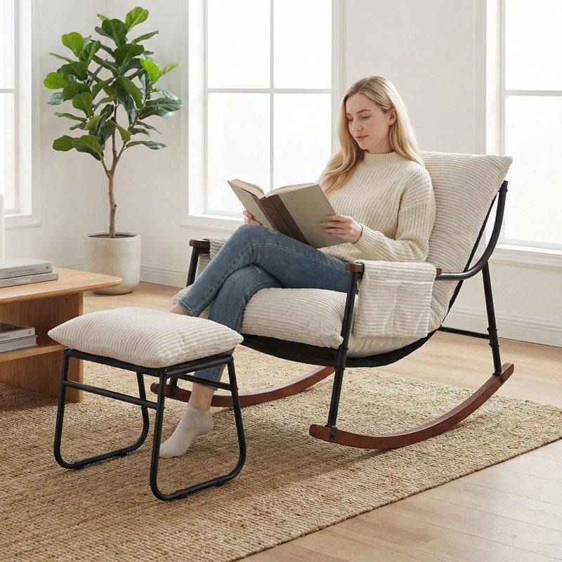 Steel Rocking Chair, Beige