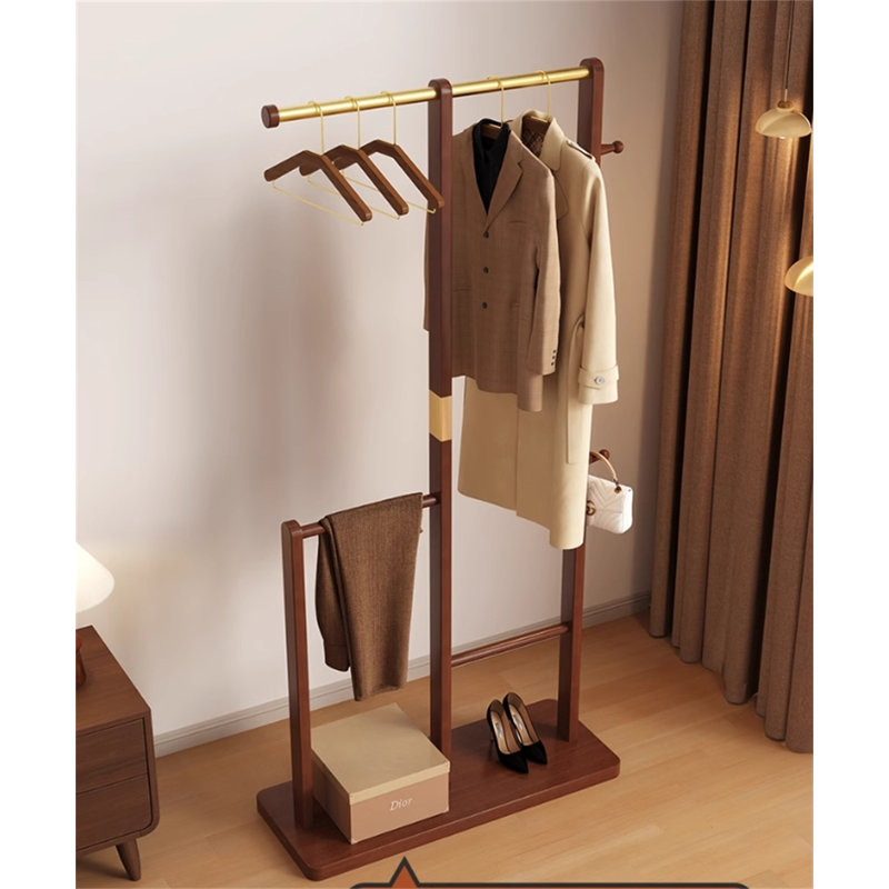 Porte-chapeaux en bois massif Aesthetic, Brun