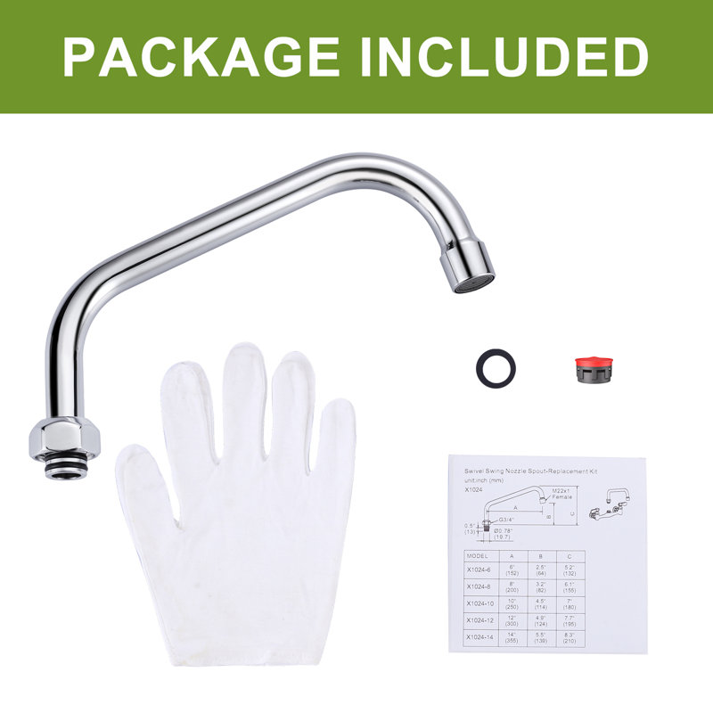 8" Polished Chrome Swivel Spout Replacement for Kitchen Sink