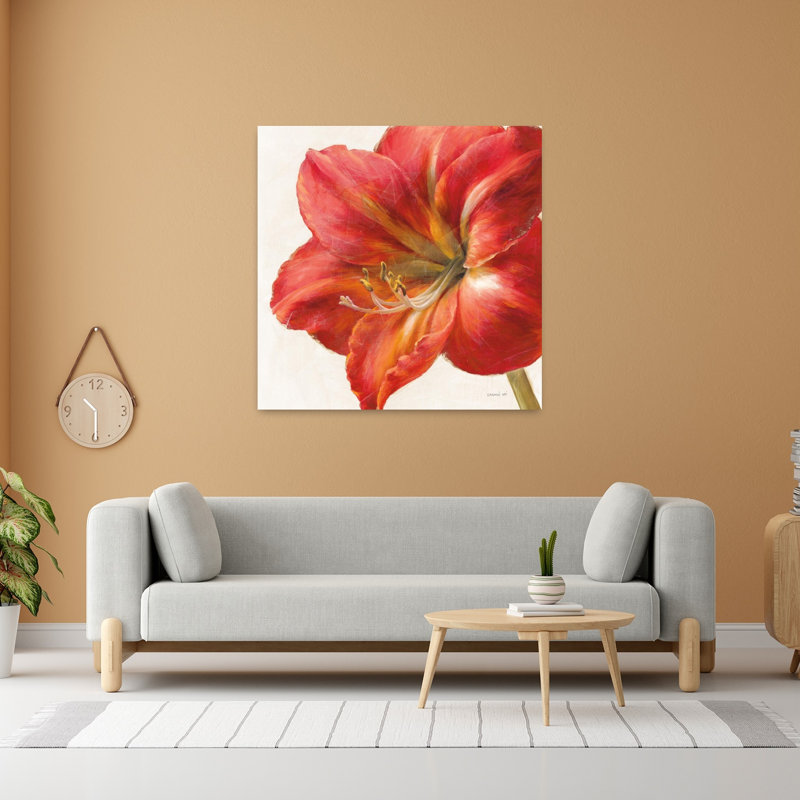 Amaryllis contemporain éclatant avec art floral, H 48 po x l 48 po