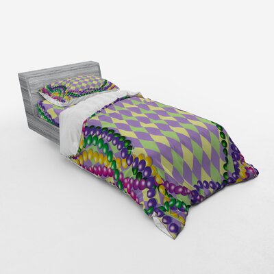 Purple/Green Microfiber Duvet Cover Set -  Ambesonne, bsnev_40229_twin