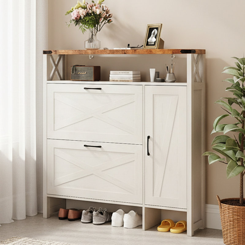 3-Door Barn Door Traie With 1 Shelf 42.7" Width