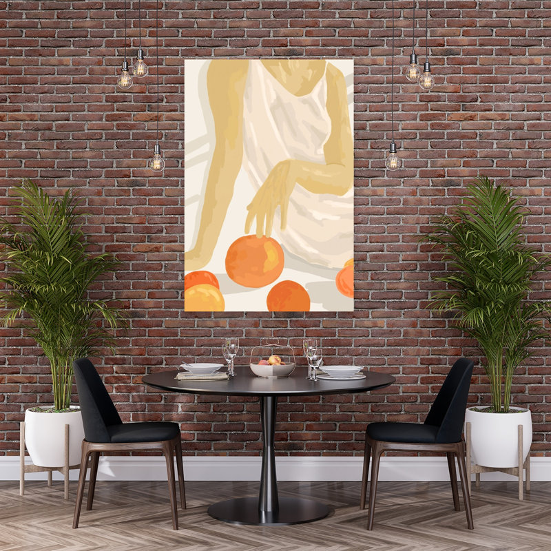 «Warm Citrus Moment», impression d'art mural minimaliste et paisible, 60" H x 40" W