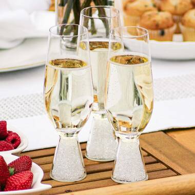 Viski Raye Faceted Crystal Champagne Flutes - Stemless Champagne