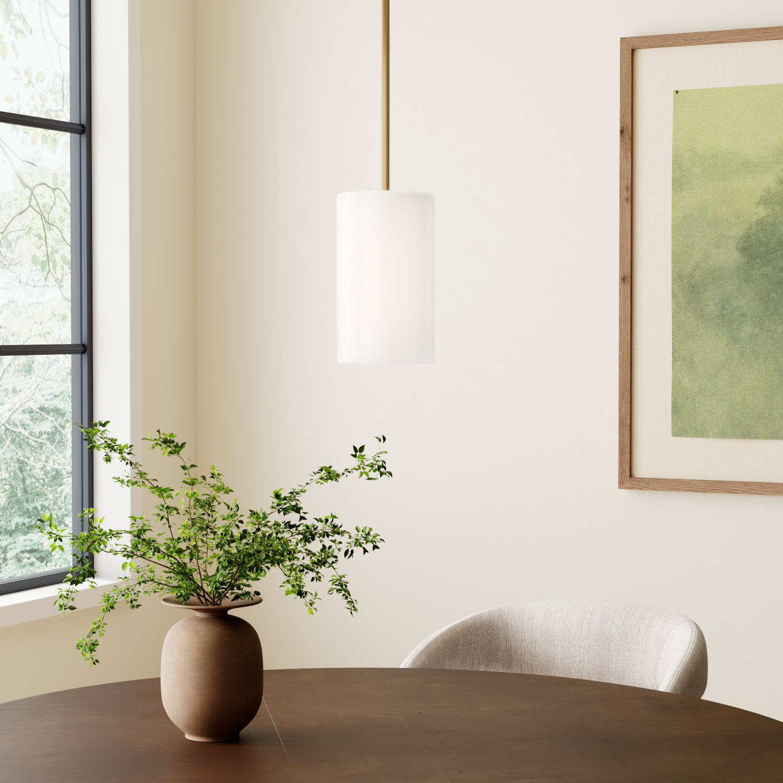 Single Light Glass Dimmable Pendant, Gold, No