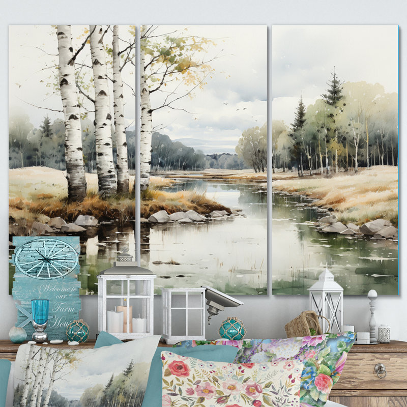 Birch Woods Birch Haven - ensemble d'art mural sur toile de bouleau, H 28 po x l 36 po x P 1 po