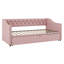 Lit de jour simple rembourré extensible avec lit gigogne escamotable, cadre de lit simple en bois à très grand lit avec dossier et accoudoirs