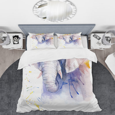 Grey/Purple Microfiber Duvet Cover Set