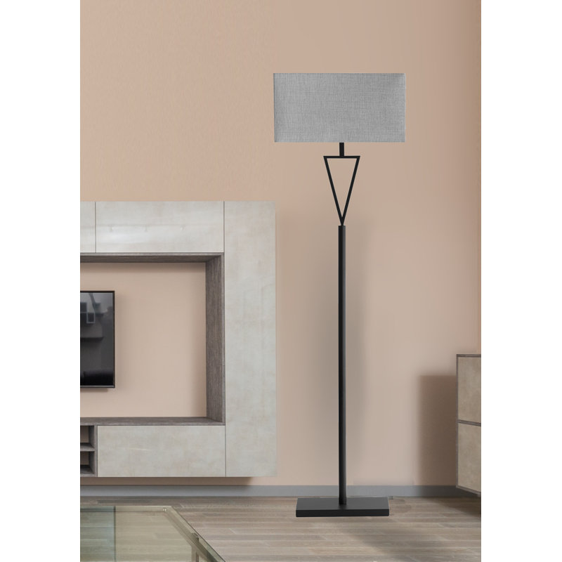 Sevastian 157cm Rectangle Slimline Floor Lamp, Powder Coated, Grey