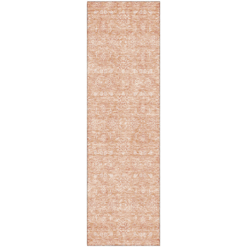 Premium Machine Washable Prisco Coral Rug, Runner 2'3" x 7'6"