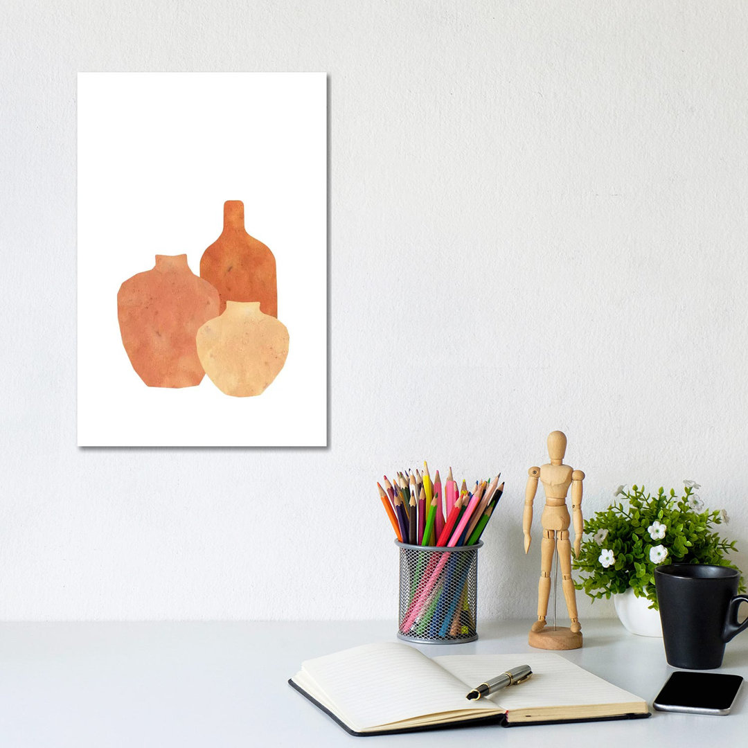Terracotta Clay Vases by Whales Way - Painting on Canvas