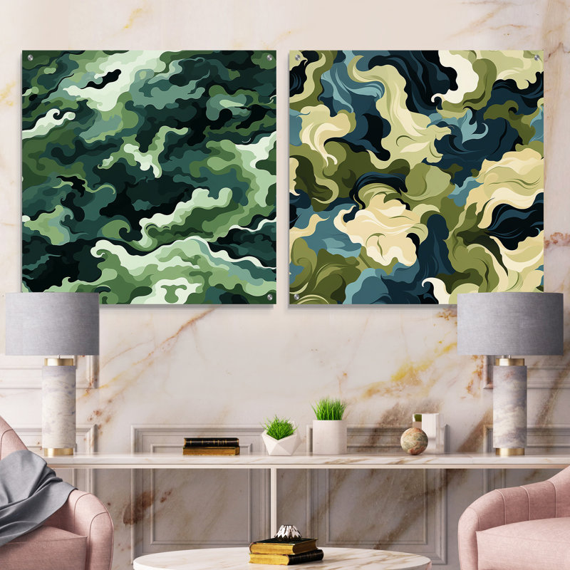 Courtnee - Ensemble de 2 peintures murales abstraites en acrylique, H 36 po x l 73 po