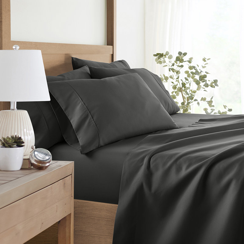 Sheet Set Solid Microfiber Ultra Soft Bedding, Gray, Twin Sheet Set with 2 Pillowcases