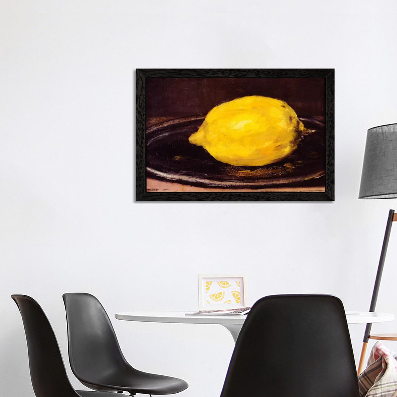 The Lemon by Edouard Manet - Painting on Canvas, 101.6 cm H x 66.04 cm W, Black Floater Framed