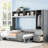 Gray Full Size Bed, Multifunctional Wall Tailor Layout, 107.5"L Product Depth