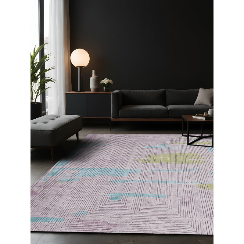 Tapis beige soyeux et moelleux, Carré 5 pi