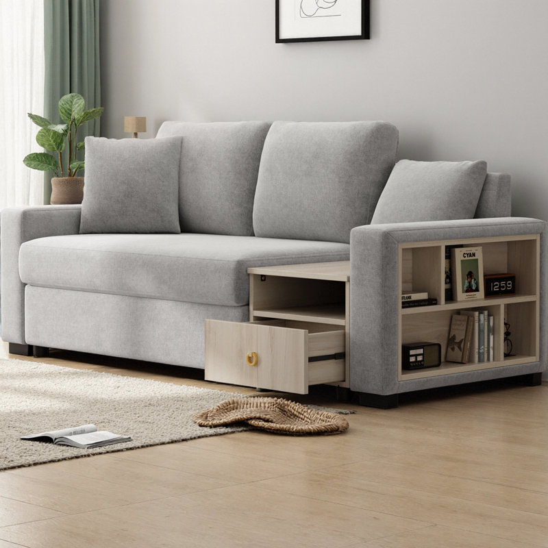 Canapé modulaire 79,3 po avec accoudoirs de rangement et console centrale, canapé 2 places en chenille avec coussins amovibles pour le salon