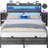 Bookcase Bed With Storage Slide Bedside Shelf and Charging Station & LED Light-1634898284-1634898282