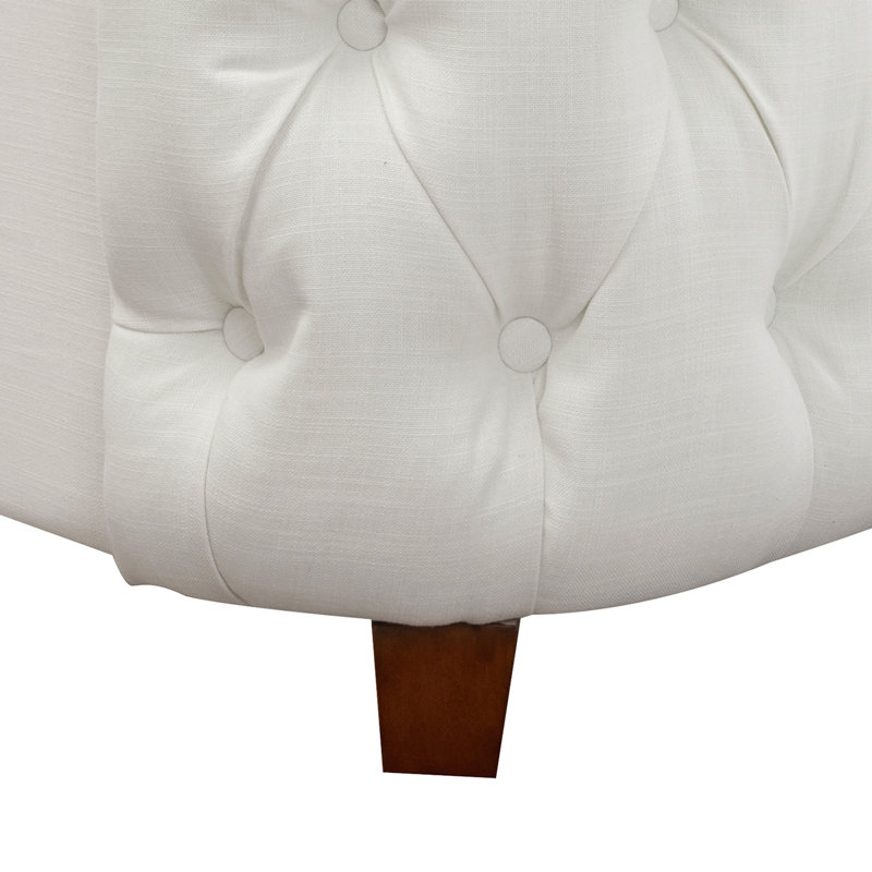 Lit tapissier capitonné standard à profil bas Currier, Reine, Velours bleu marine