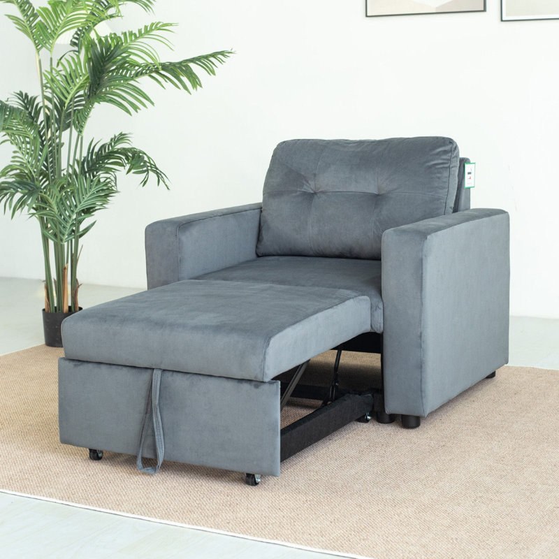Linen Accent Chairs Bed - Single, Grey