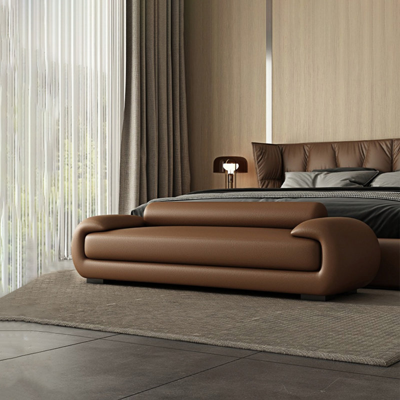 Classic Fashion Bed Stool Upholstered Bench, Brown, 25.59" H x 70.86" W x 19.68" D