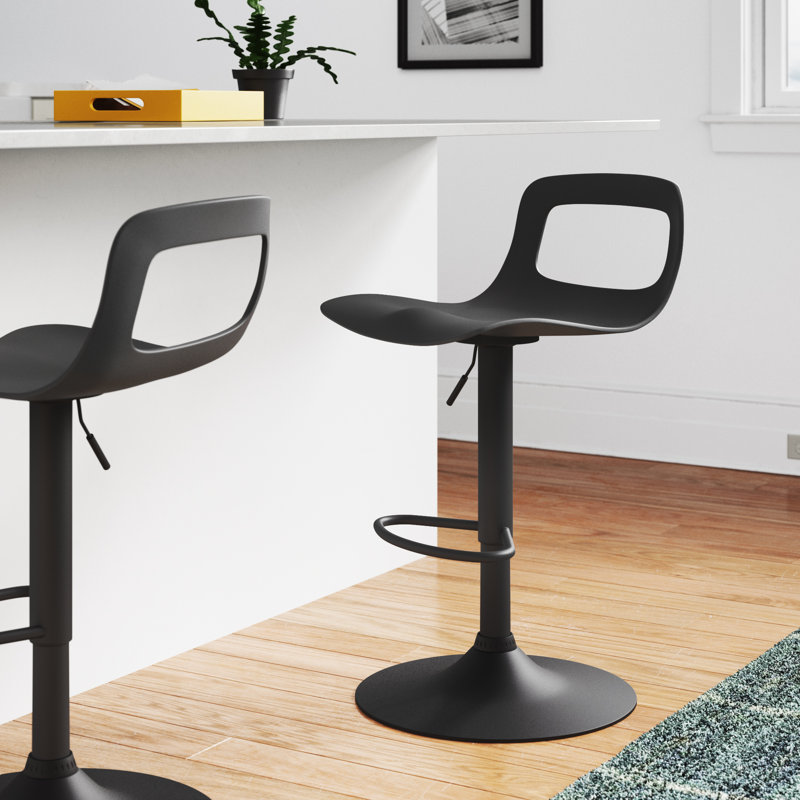 Tabouret de bar rotatif à hauteur ajustable avec dossier bas Dressler, ensemble de 2, Noir