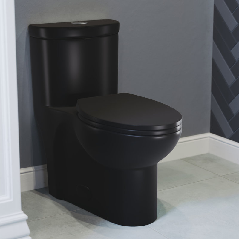 Sublime One-Piece Elongated Toilet Dual-Flush in Matte Black 1.1/1.6 gpf, Top, Matte Black