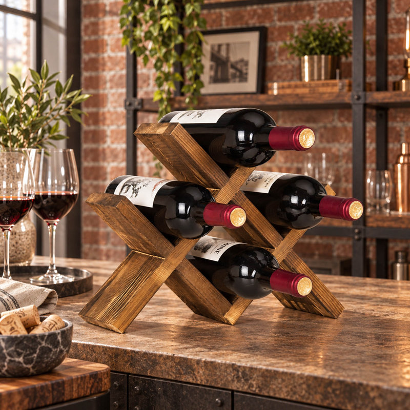 4 - Bottle Wine Bottle Rack in Brown