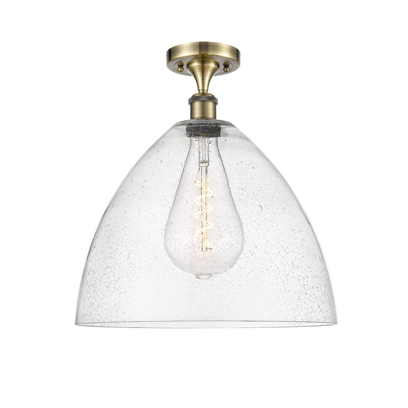 Plafonnier semi-encastré 9 po 1 lumière Amilia, Laiton antique, DEL, H 18,75 po x l 16 po x P 16 po